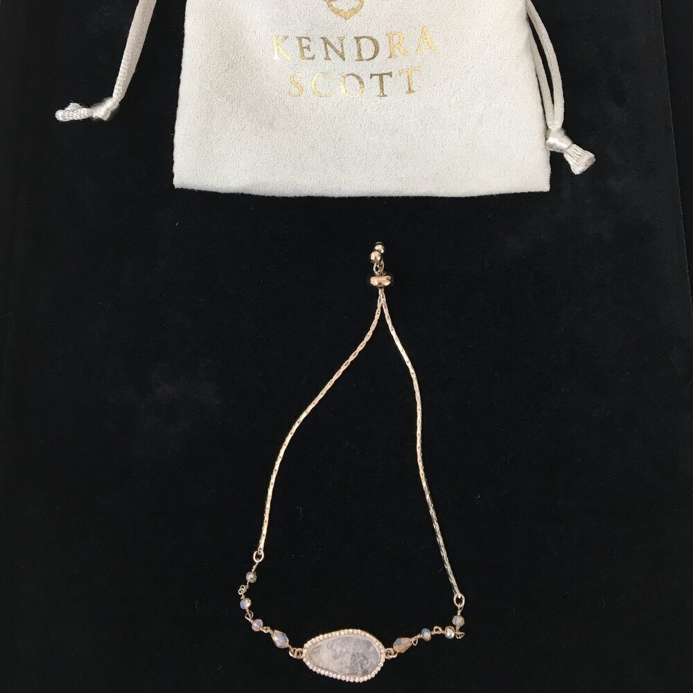 Kendra Scott Adjustable Bracelet With Smoky Chrystal Center Accent Stones